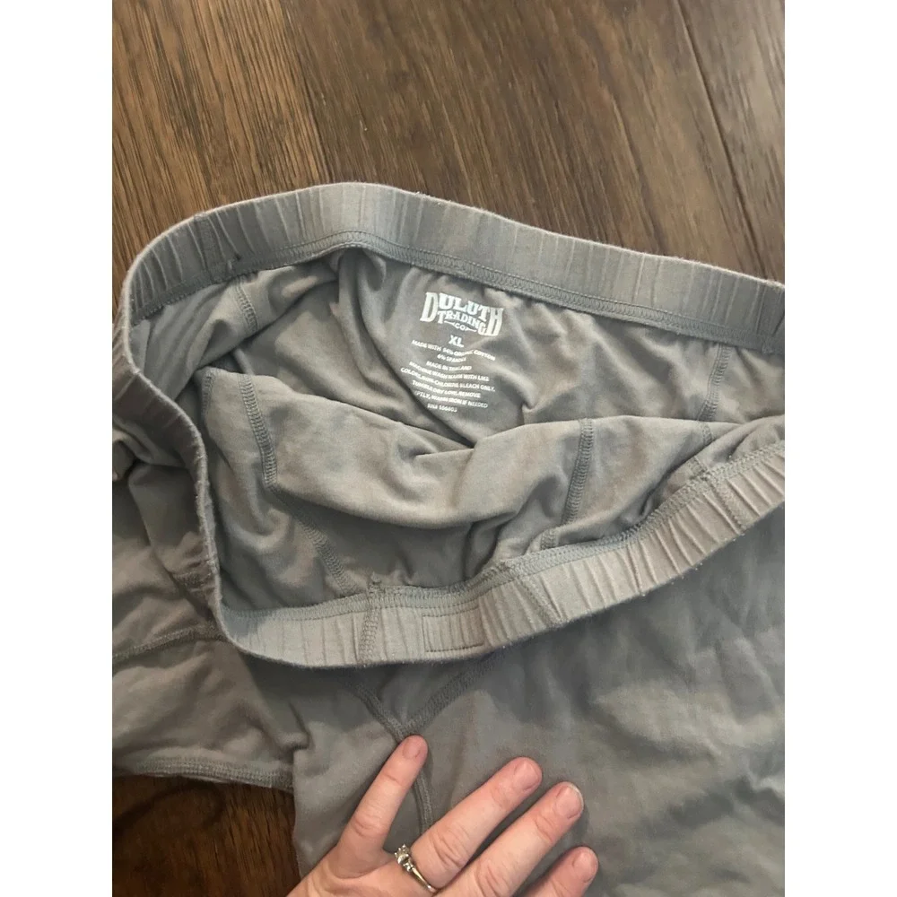 Duluth Trading Co Mens Free Range Organic Cotton Boxer Briefs XL Light Blue Gray